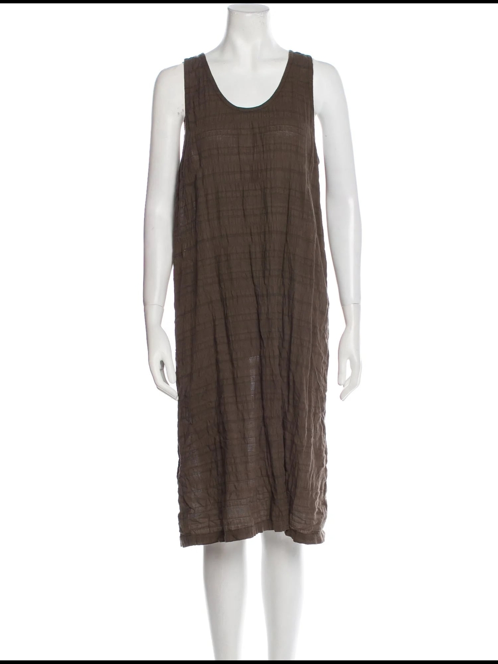 Black Crane Sleeveless Brown Summer Dress with Textured Weave Small